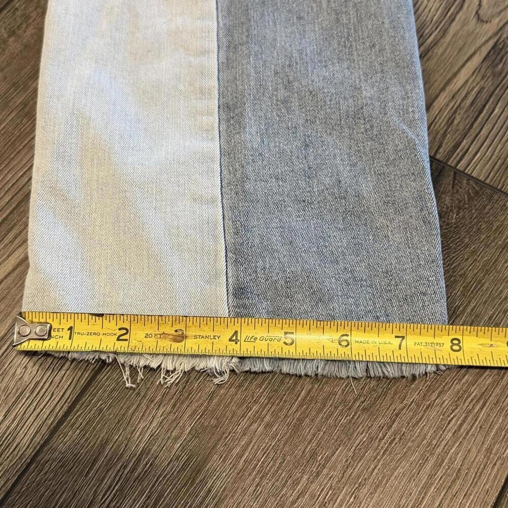 Almost Famous Two Tone High Rise Straight Leg Jeans Raw Hem Size 7 Colorblock - Picture 9 of 15